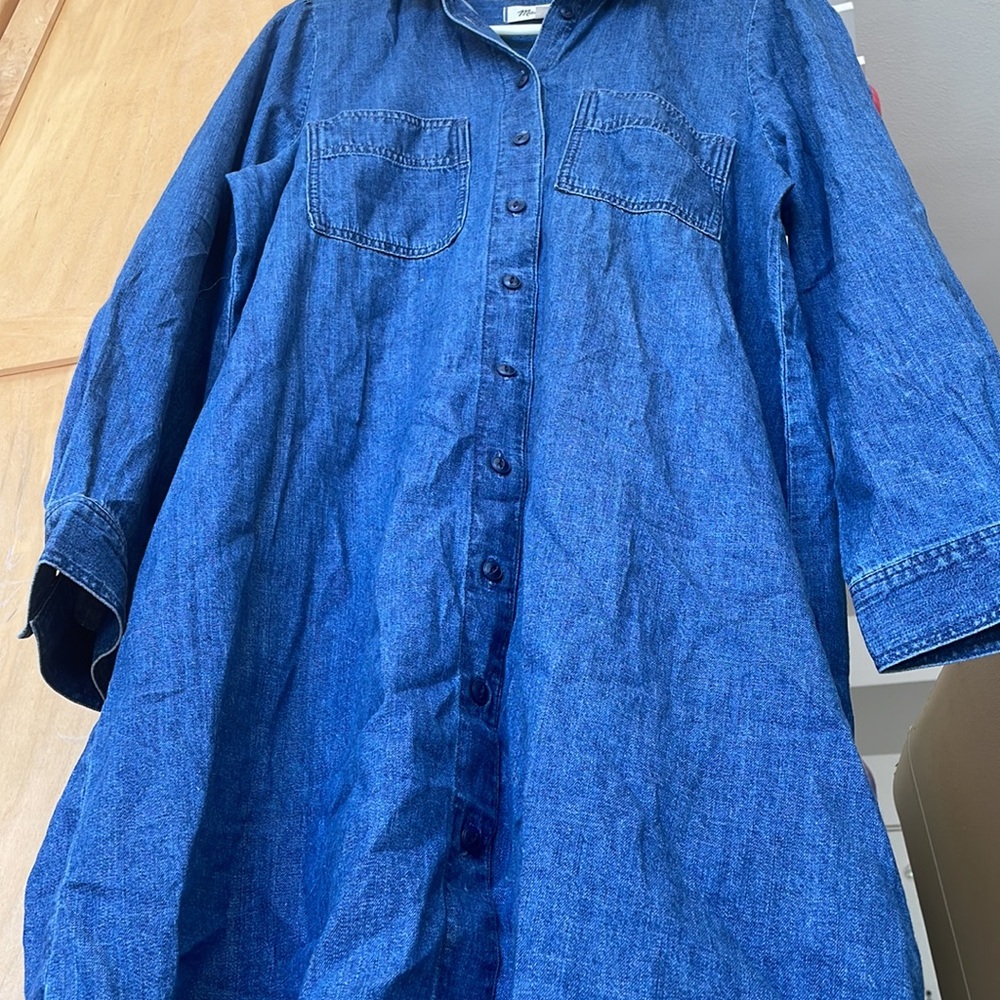 Madewell Indigo Light Cotton Long Sleeve Shirt Dress